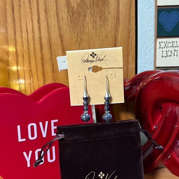 `NWT Patricia Nash Silver and Blue Fishhook Drop Earrings #PNER - Picture 3 of 4